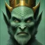 Placeholder: dungeons and dragons, fantasy, goblin, king, green skin, watercolour, distinct face, portrait, head