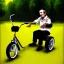 Placeholder: mentally ill man riding a tricycle