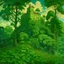 Placeholder: A green castle in a forest covered in vines painted by Paul Ranson