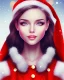 Placeholder: girl in Santa dress, close up portrait, Christmas, smiling