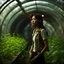 Placeholder: Unground solar punk tunnels, cinematic, dof background anamorphic, dystopian, sci-fi, award winning, Yui in a garden