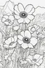 Placeholder: flowers coloring page for kids, anemone, cartoon style, thick outline, low details, no shading, no color