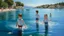 Placeholder: Neoclassicism 2 childeren swimming in the water the sea realistic cote d'azur painting