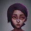 Placeholder: Portrait of a beautiful dark skinned little girl warlock with dark curly hair