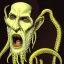 Placeholder: Nosferatu vampire with a beard made of tentacles as a Russian Orthodox with yellow eyes and vampire fangs