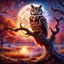 Placeholder: A beautiful owl on an oak by the lake, night serenity, fool moon, dramatic colors, Indian style Modifiers: highly detailed digital painting elegant beautiful dynamic lighting Magical realism perfect composition