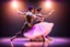 Placeholder: very beautiful a ballet male and female dancers couple in very pretty clothing dancing ,hyper realistic ,disco lights,very luxury dance stage ,with nice light sources and devices in stage, close up