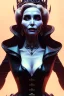 Placeholder: Constance Langdon as evil queen in black leather, leather, busty, cleavage, angry, stern look. character design by cory loftis, fenghua zhong, ryohei hase, ismail inceoglu and ruan jia. unreal engine 5, artistic lighting, highly detailed, photorealistic, fantasy