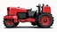 Placeholder: side view of a modern tractor(red) with black wheels, smooth vector clipart