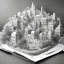 Placeholder: Hobart Tasmania city view in ornate Papercraft, fairytale, children popup book, soft shadows, ambient occlusion, monochromatic