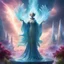 Placeholder: "Aetheris' revered leader, Seraphina, stands atop the Crystal Spire, surrounded by swirling clouds and radiant ethereal light. Seraphina's flowing robe mirrors the hues of the floating gardens below, while her outstretched hands manipulate the weather, shaping a serene storm of vibrant colors. The city's crystalline structures gleam with a kaleidoscopic glow, reflecting the harmony she commands. Capture the essence of Seraphina's leadership in a vivid, fantastical image."