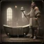 Placeholder: A viking and his wive having a bath, scary, steam punk, realistic, made in octane, cinematic, ultra-realistic, extremely detailed octane rendering, 8K, VRAY Super Real ar 2:3, dof photorealistic futuristic 50mm lens hard lighting dark gray tintype photograph, realistic lighting, sepia color