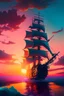 Placeholder: The ship on the sea at sunrise with a wide imagination and great colors 8K