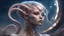 Placeholder: gorgeous female humanoid alien, slender muscular warrior, looking over shoulder at the sky, tentacles, coper zinc orichalcum jewelry and piercings, beautiful face, mesmerizing starry eyes, smooth translucent skin, hourglass, size DD.