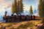 Placeholder: STEAM train WESTERN mountain bridge cowboys