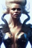 Placeholder: Pamela Anderson as evil queen in black leather, leather, busty, cleavage, angry, stern look. character design by cory loftis, fenghua zhong, ryohei hase, ismail inceoglu and ruan jia. unreal engine 5, artistic lighting, highly detailed, photorealistic, fantasy