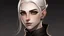 Placeholder: Foera's skin is light brown and her eyes are silver. She has white hair and wears it in a bun. She has a pointed chin and wears gothic eyeliner.