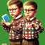 Placeholder: peter billingsley chubby kid with glasses, soap bar, ((brown))argyle sweater