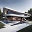 Placeholder: Arte lineal Vista frontal de una casa campestre moderna, estilo Zaha Hadid, minimalista,calidad ultra, 12k