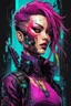 Placeholder: highly detailed full color concept illustration of cyberpunk anti heroine character , maximalist, sharp focus, highest resolution, in the styles of Alex Pardee, Denis Forkas , and Masahiro Ito, boldly inked, 8k, coarse, gritty textures