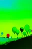 Placeholder: A neon green breezy sky with balloons designed in African pottery painted by Piet Mondrian