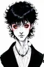 Placeholder: black hair, 19year old, male, alchemist, in the style of Harry Clarke