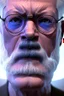 Placeholder: lightning strikes, abstract, high quality, UHD, Luminous Studio graphics engine, violet, cyan, octane render, cloudy haze, fiery members, old man Carl Gustav Jung with glasses and mustache portrait