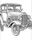 Placeholder: front outline art for an adults coloring page, a customized 1932 Ford Deuce Coupe , white background,detailed sketch style,no color , only use outline, clean art , white background, no shadows and clear well outlined,