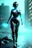 Placeholder: Ultra Realistic image, portrait, blonde woman, sweet Marylin Monroe face, perfect iris, glow eyes, glow makeup. Cyborg, Cyberpunk style, latex coat, yakuza tattoos body. fog, rain, soft color, highly detailed, unreal engine 5, ray tracing, RTX, lumen lighting, ultra detail, volumetric lighting, 3d, finely drawn, high definition, high resolution.