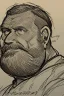 Placeholder: Man, fat, 40 years old, brown hair, portrait, sketch, drawing