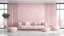 Placeholder: Living room have pink sofa and decoration minimal on two tone wall.3d rendering