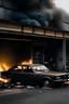 Placeholder: Picture of a coal store with a burning car