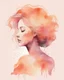 Placeholder: middle agу woman silhouette and hair watercolor draw peach pastel colors