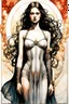 Placeholder: create a deeply evocative, and darkly magical full body ink wash and watercolor illustration of an epic fantasy raven maiden girl with highly detailed and deeply cut facial features, in the style of EDWARD BURNE-JONES, WILLIAM MORRIS, and KATHE KOLLWITZ combined with the comic art style of BILL SIENKIEWICZ and JEAN GIRAUD MOEBIUS, searing lines and forceful strokes, precisely drawn, inked, and colored