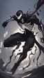 Placeholder: A close picture to Mix between Skeleton and venom symbiote in solo leveling shadow art style