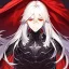 Placeholder: Vampire knight, young man, long white hair, black full plate armor, red cape