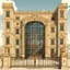 Placeholder: a glass walled palace with a a big lock in the main door