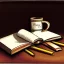 Placeholder: still life book pen