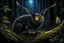 Placeholder: The nocturnal forest creature shown in the picture, the Nosferat, is able to find its way around in the dark (with its two large yellow glowing eyes). On its head, it wears elongated, dark ears and two thin antennae-like hairs, with which it can hear and recognize even the tiniest sounds. A (its body is slender, with smooth black-silver scales), so it can hide very well. It feeds on predatory forest animals and birds, and also sucks their blood. Its two front needle-like teeth help it suck blood