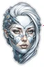 Placeholder: a sticker with a drawing of a woman's face, cyberpunk art inspired by Marco Mazzoni, Artstation, fantasy art, fantasy sticker illustration, intricate digital artwork, cyborg - girl with silver hair