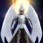 Placeholder: the main character. He’s to look like a powerful angel with white robe, symbols on hands glowing, His background should be that of space above with stars and standing on a paradise of a planet. His belt can transform into a white dragon.