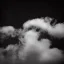 Placeholder: A close-up photograph of a person's face looking up at the sky, with the clouds behind them, black and white photograph, digital art