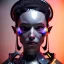 Placeholder: Latin Woman, silver short hair, samurai, cyberpunk, neon, highly detailed, art stations, concept art, smooth, unreal engine 5, god rays, ray tracing, RTX, lumen lighting, ultra detail, volumetric lighting, 3d, finely drawn, high definition, high resolution, gradient background