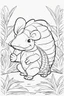 Placeholder: Outline art for cute coloring pages with armadillo full body, white background, sketch style, only use outline, clean line art, no shadows and clear and well outlined.