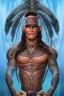 Placeholder:  Portrait Maori Chief iron maiden Maori tribal tattoos, bow with arrows, full detail, -128k,