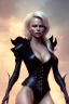 Placeholder: Pamela Anderson as evil queen in black leather, leather, busty, cleavage, angry, stern look. character design by cory loftis, fenghua zhong, ryohei hase, ismail inceoglu and ruan jia. unreal engine 5, artistic lighting, highly detailed, photorealistic, fantasy