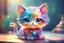 Placeholder: Cute chibi colourful Glass cat in style of Mariya Markina, digital painting; fantasy; very attractive; beautiful; high detail; cinematic postprocessing; acrylic art in sunshine