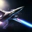 Placeholder: Spaceship, metalic color, hyper realistic, blur