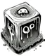 Placeholder: oozing slime cube black and white sketch art rpg