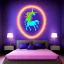 Placeholder: bedroom 5x5 meter bedroom. sparkley rainbow unicorn .neon lights